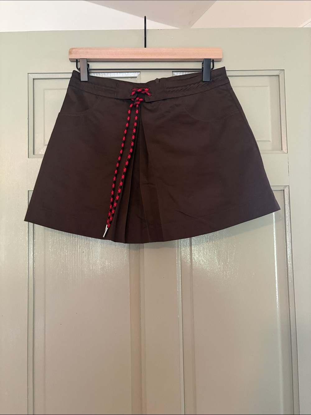 Sandro Brown bertino skort Red-Tipped Drawstring size 36/S - Picture 3 of 6